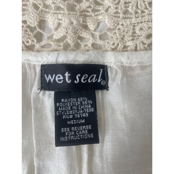 Wet Seal Lace Trimmed Long Sleeve Blouse White Vintage Cottagecore Y2K Romantic - Picture 5 of 9